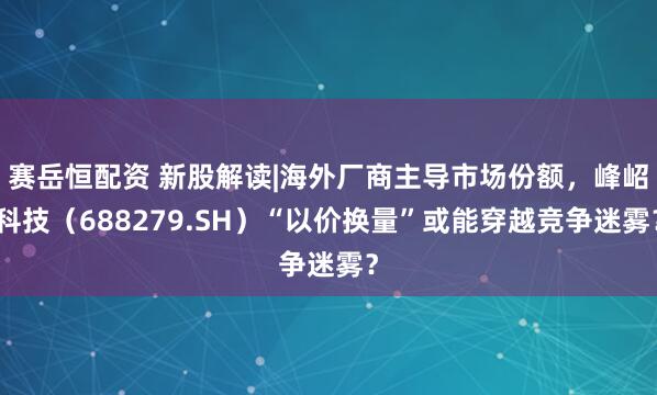 赛岳恒配资 新股解读|海外厂商主导市场份额,峰岹科技(688279.SH)“以价换量”或能穿越竞争迷雾?
